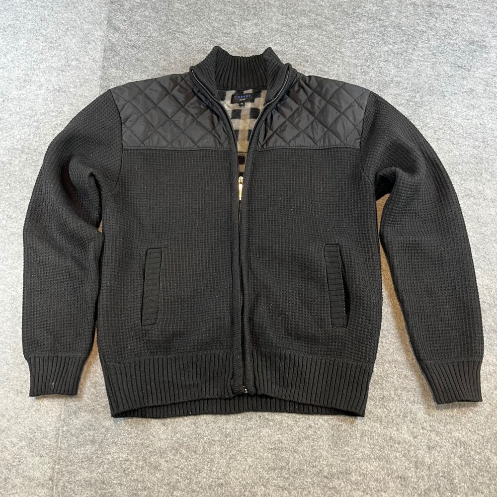Gioberti Boys Full Zip Cardigan Black Fleece Lined Quilted Jacket Size 14 Waffle